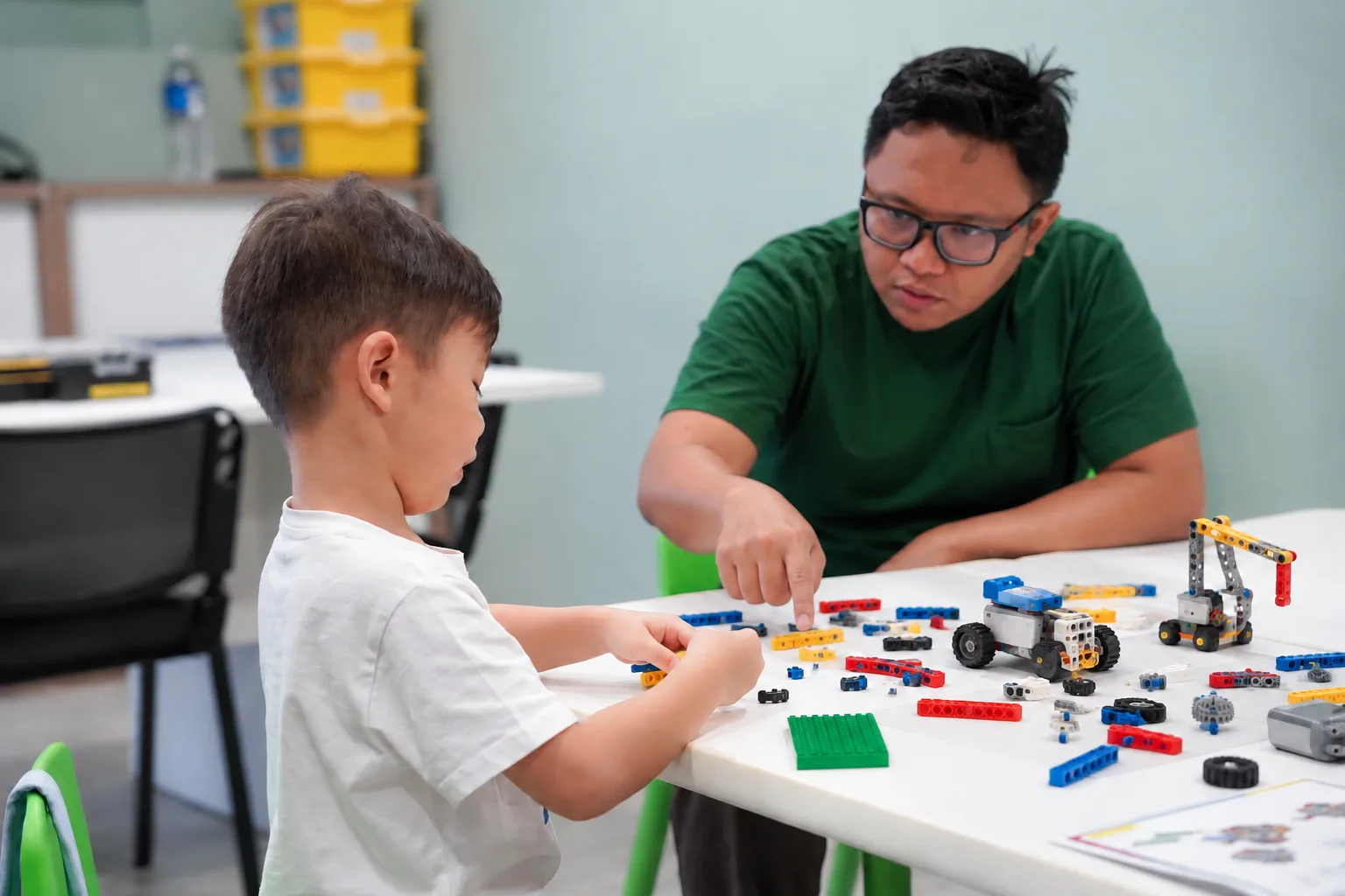 Adapter students taking part in a hands-on building activity