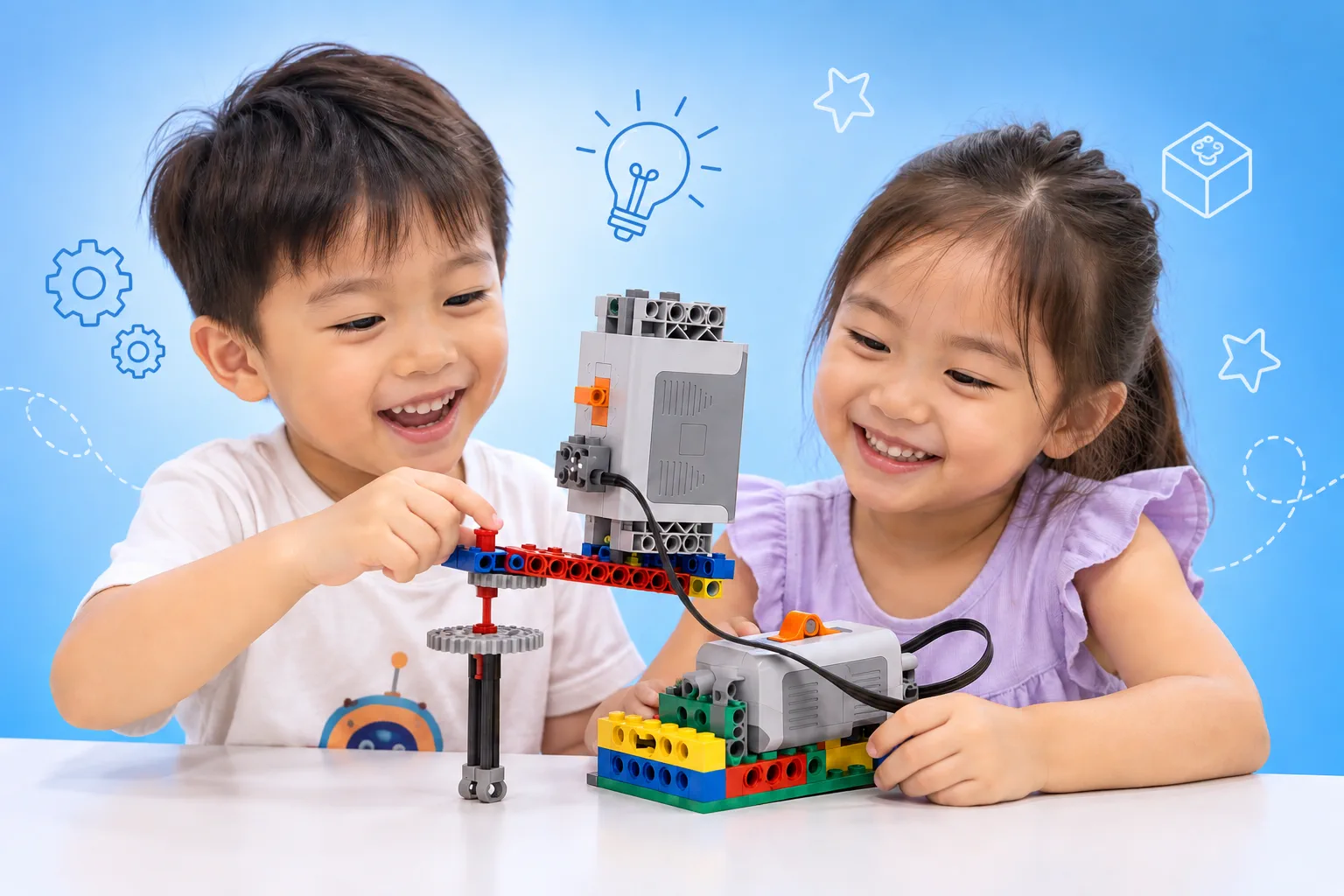 Young Adapter student exploring a robotics model
